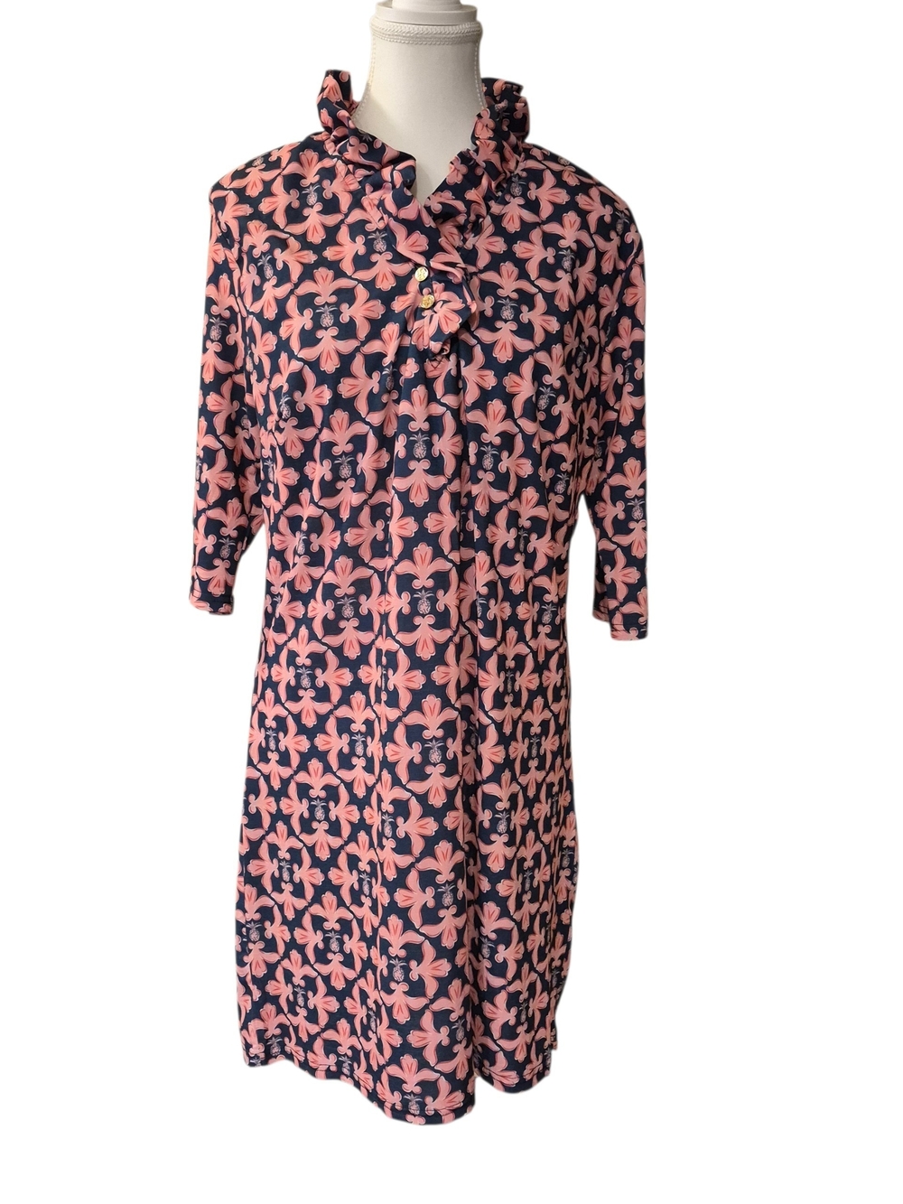 Simply Southern Navy and Pink Floral Midi Dress